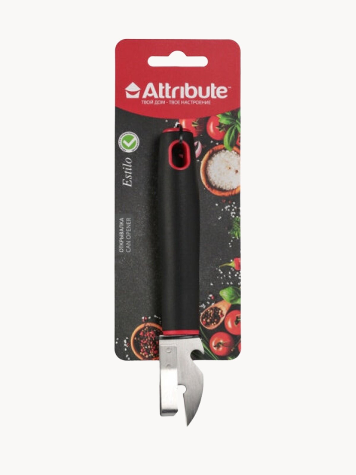 Консервный нож "Attribute Estilo", нержавеющая сталь/пластик, мытьё в посудомойке