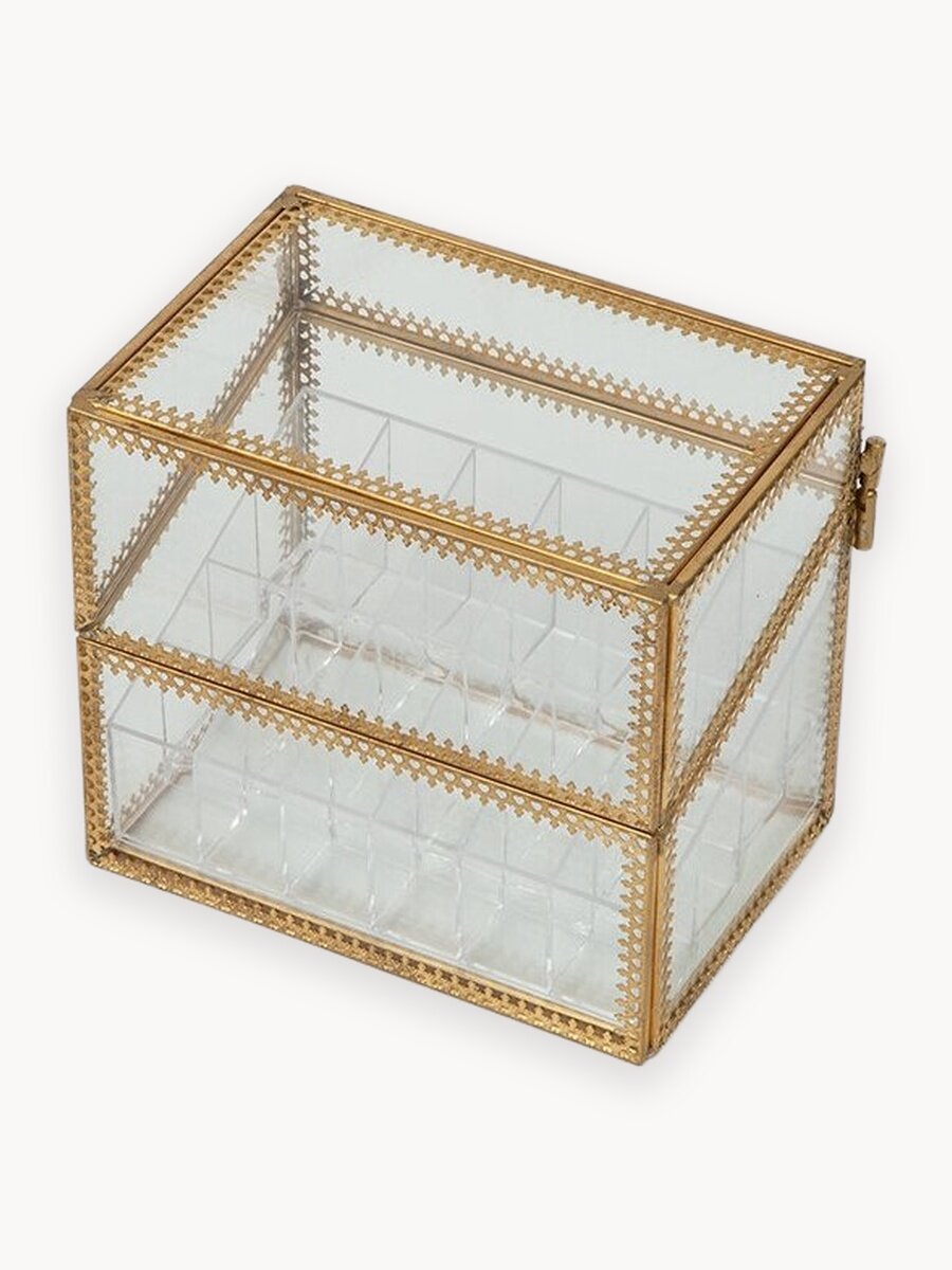 Органайзер IsmatDecor S-345, прозрачный, для косметики, стекло, высота 13см