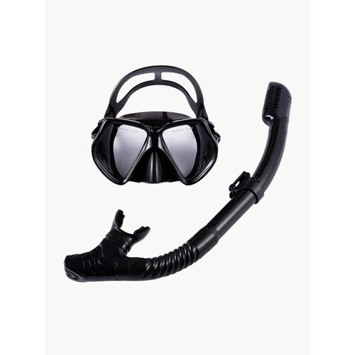 Подводная маска с трубкой для плавания, универсальная, черная