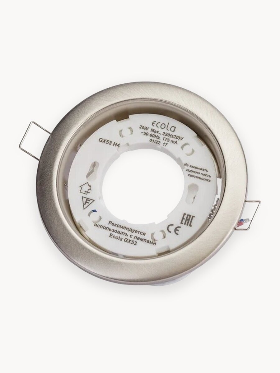 Ecola GX53 H4 светильник сатин-хром встраиваемый (38x106мм) потолочный точечный - для натяжного потолка