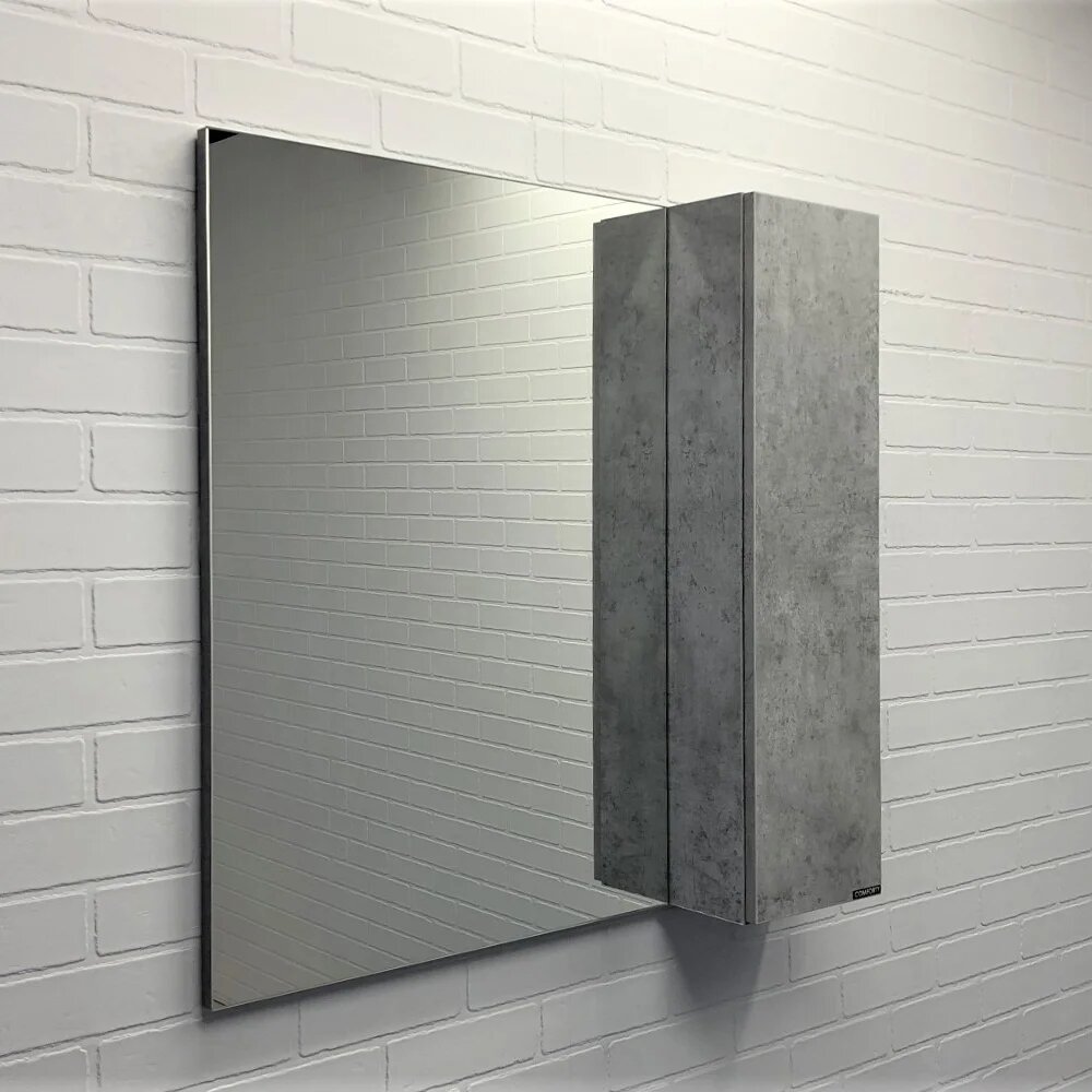 Зеркало Comforty Осло 80 с полкой со шкафчиком 80 см серое лофт