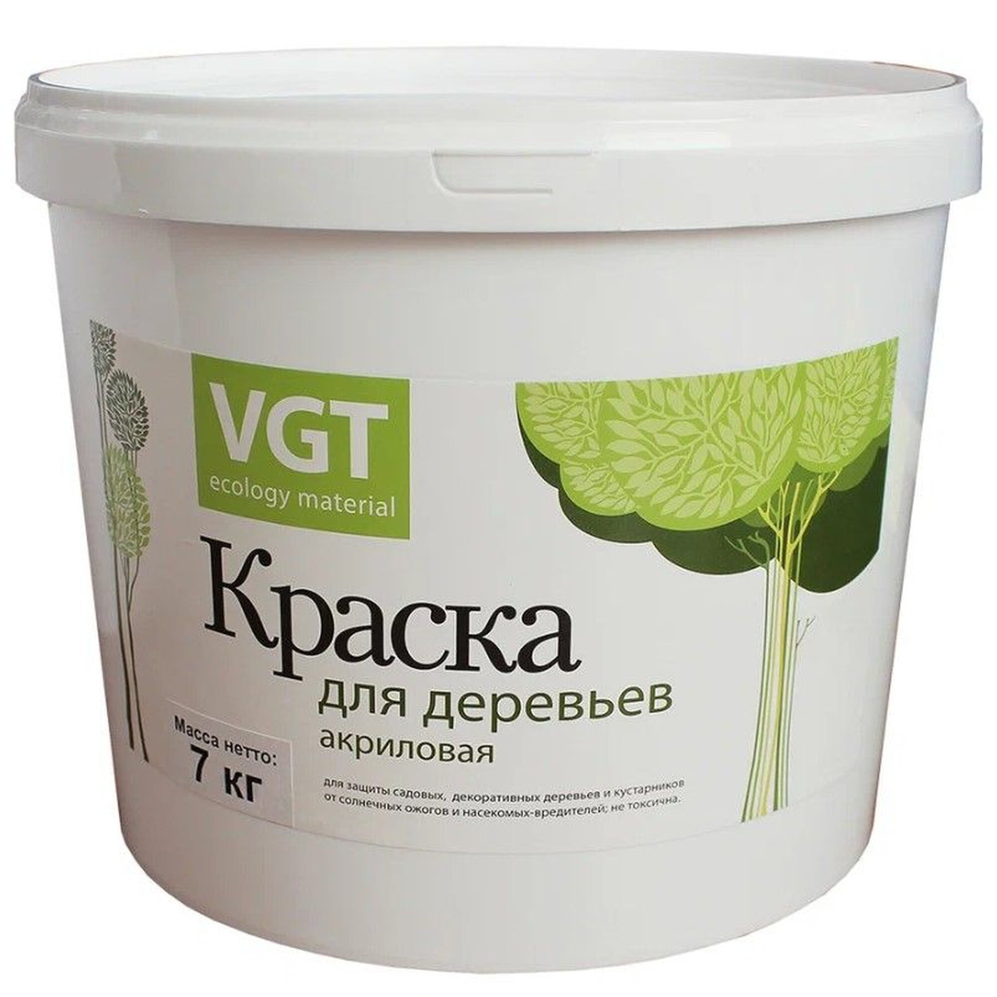 Краска VGT ВД-АК-1180 для садовых деревьев белая матовая 3 кг