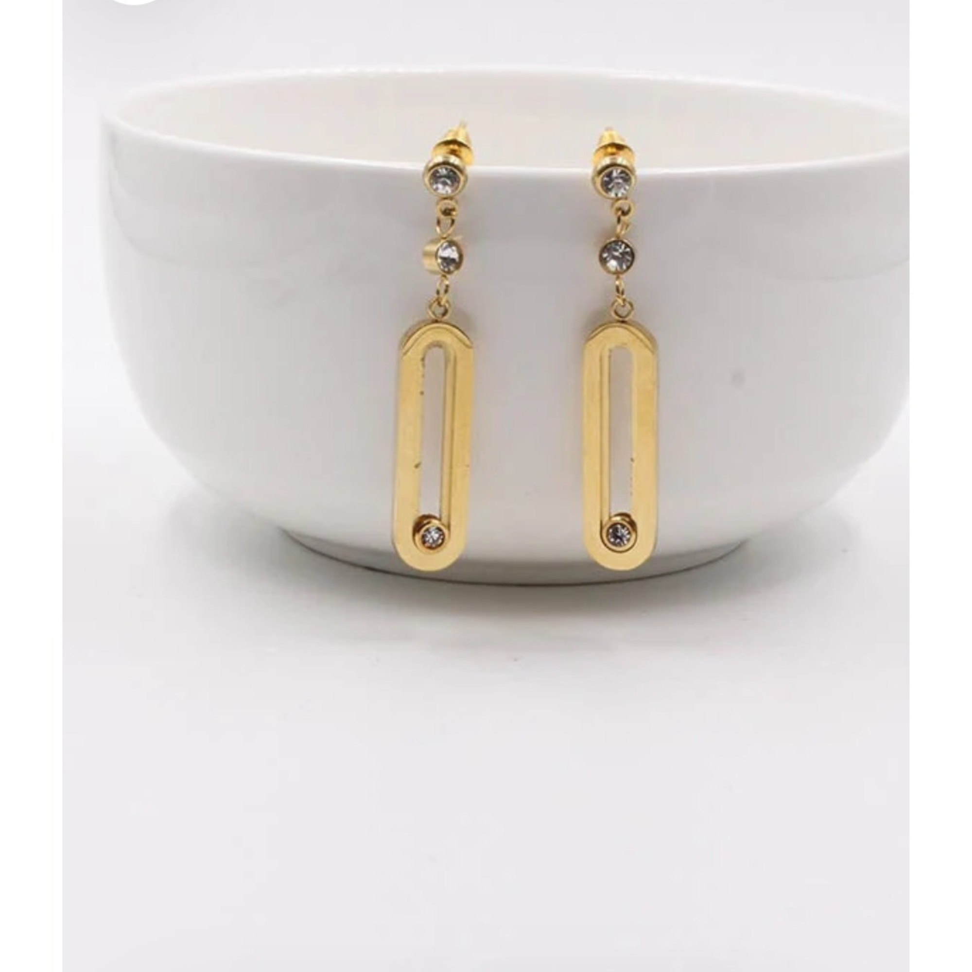 Моносерьга, азурит, FJ1129ETU золотистый/серебристый — фото 1