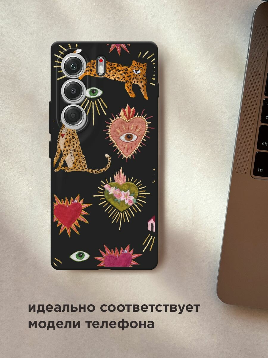 Черный матовый чехол на Tecno Camon 40 / Текно Камон 40 с принтом "Сюрреализм паттерн" — фото 1