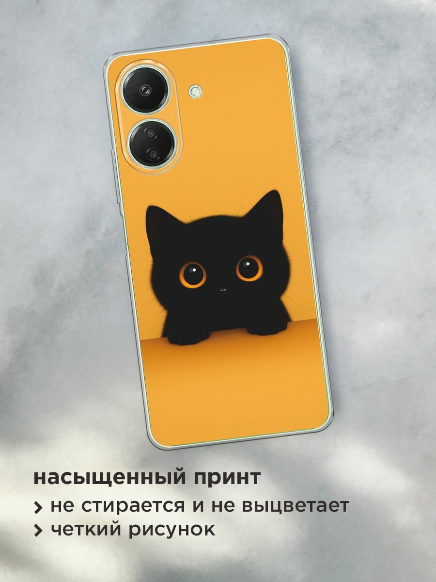 Чехол на Xiaomi Redmi 13C/Poco C65 / Сяоми Редми 13C/Поко С65 с принтом "Контрастный котик" — фото 1
