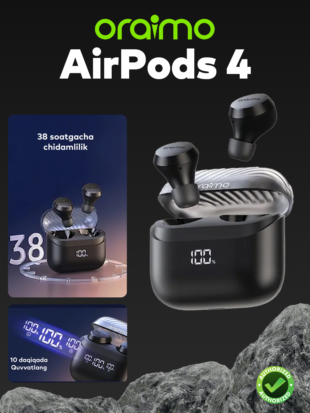 TWS наушники oraimo OTW-340 PhantomBlack - для речевой связи и прослушивания музыки и речи