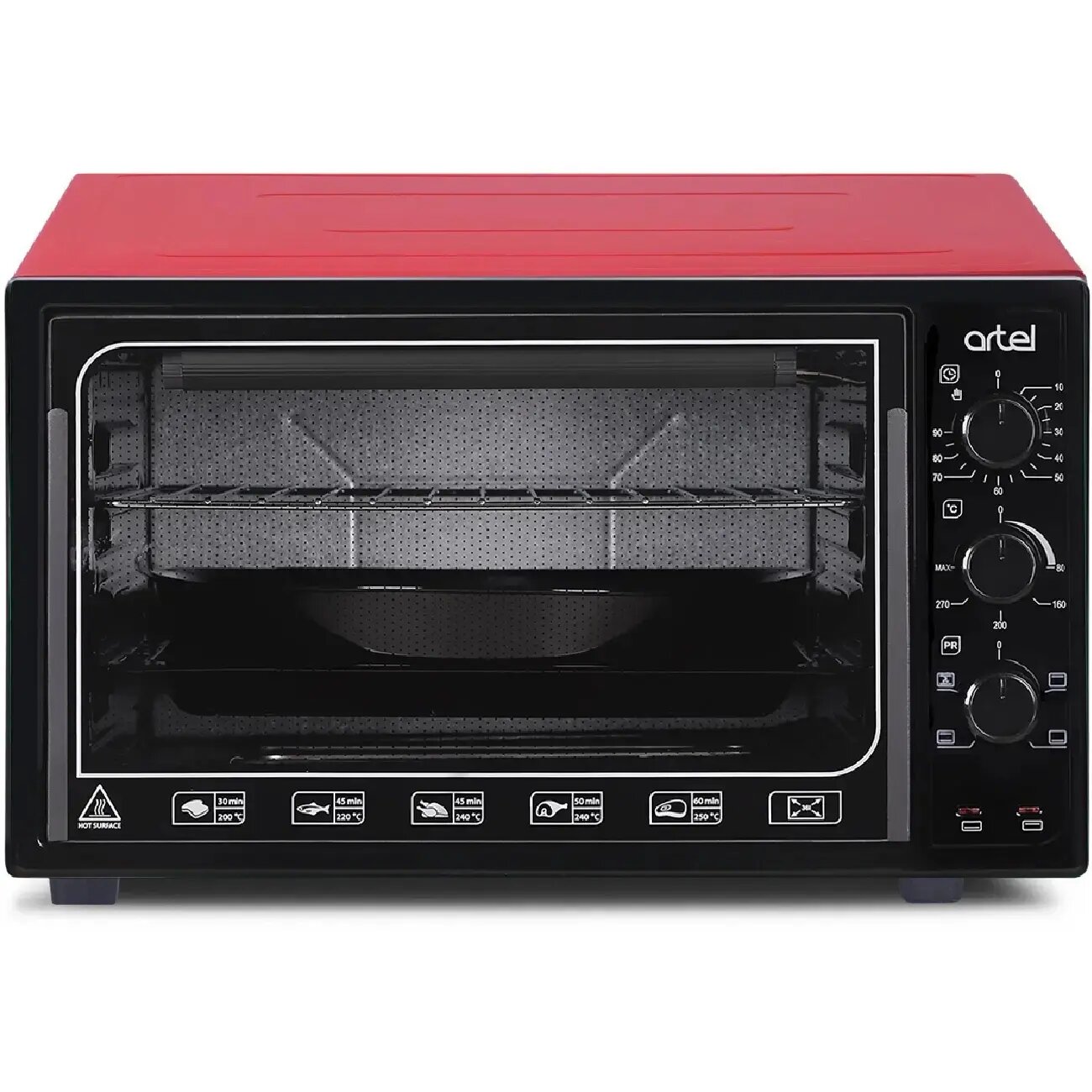 Мини-печь Artel MD 3618 L Red, Вес: 14 кг, Внутренняя подсветка: Есть, Высота: 30 см