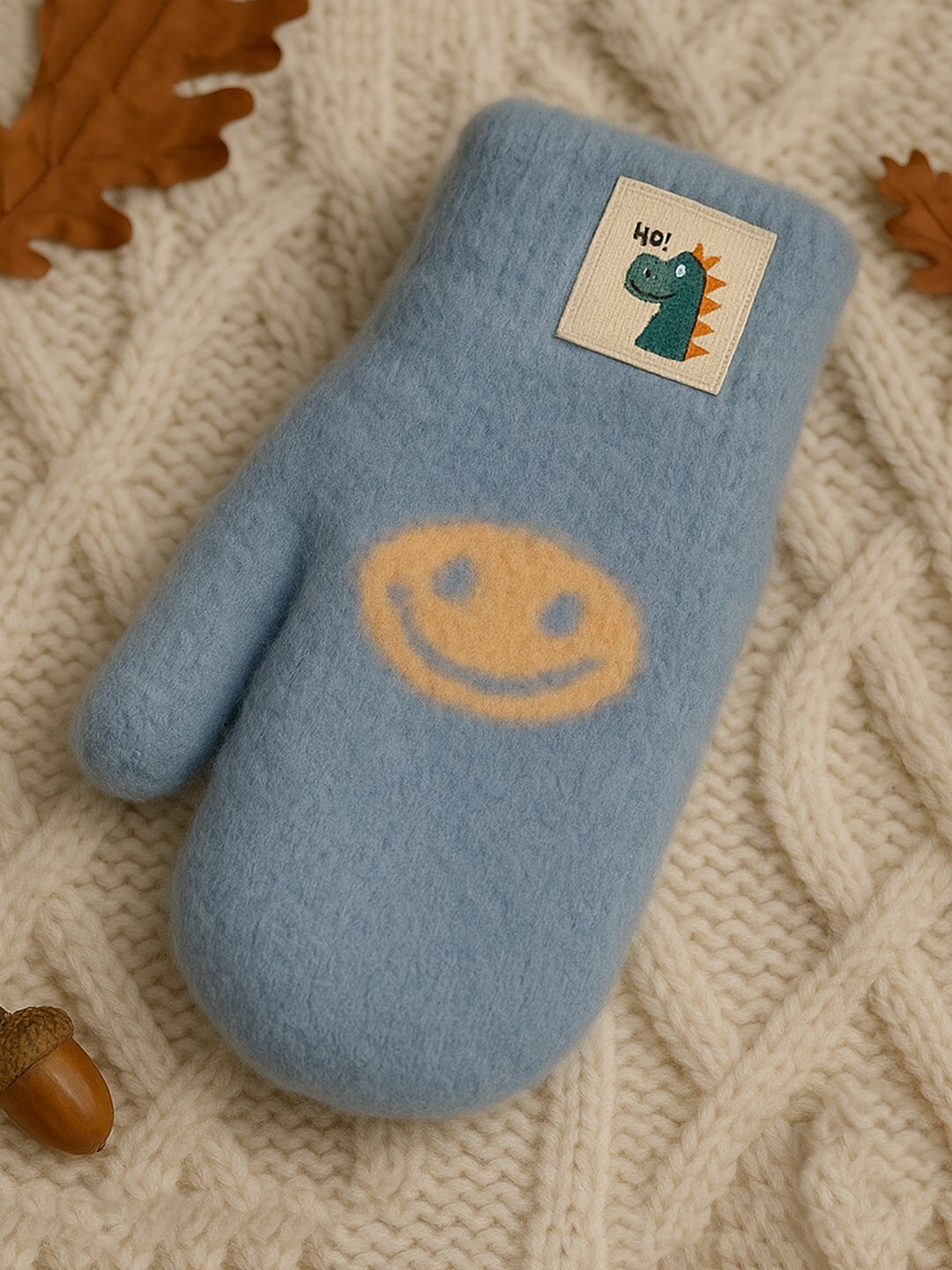 Варежки  smayl для девочек, размер 2, небесно-голубой