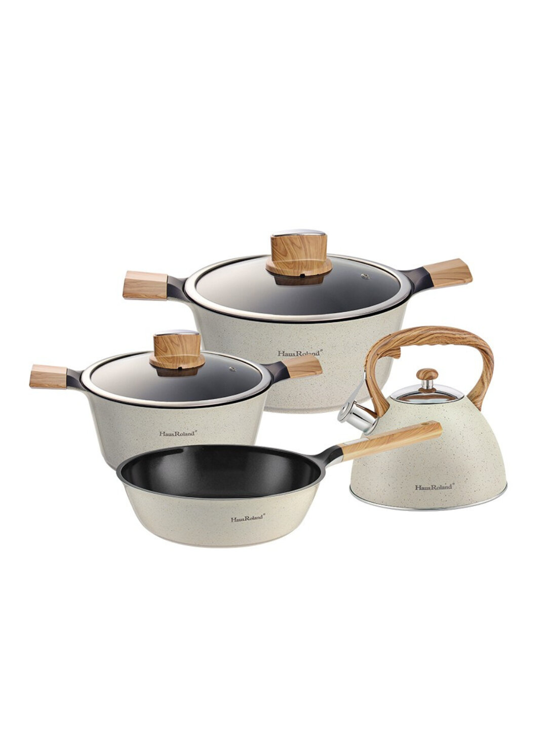 Haus Roland алюминиевый набор кухонной посуды с антипригарным покрытием, 4 предметов - Белый