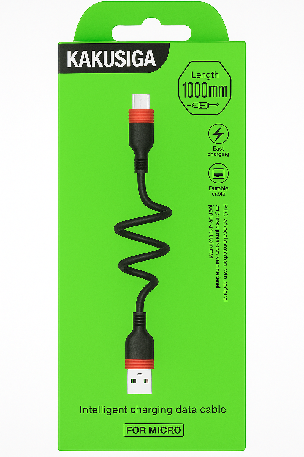 Кабель для зарядки Kakusiga Micro 3.2A – черно-красный, 1 метр, быстрая зарядка