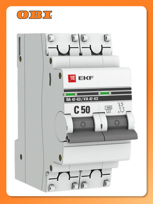 Автоматический выключатель EKF PROXIMA 2P  50A  C  IP20  монтаж на DIN рейку