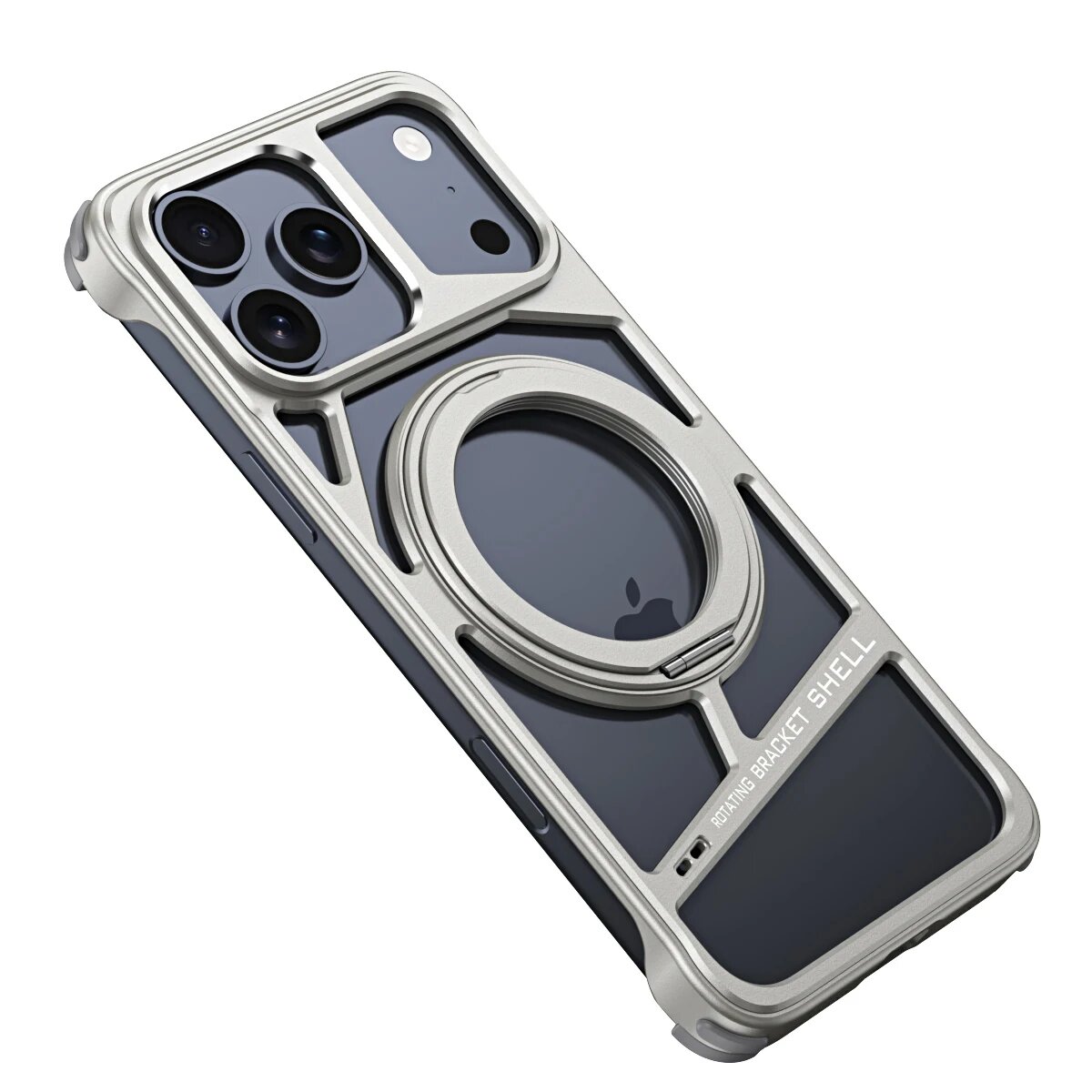 Оранжевый металлический корпус из алюминиевого сплава для iPhone 17 Pro Max 16 15 14, вращающийся кронштейн, полая магнитная металлическая противоударная крышка