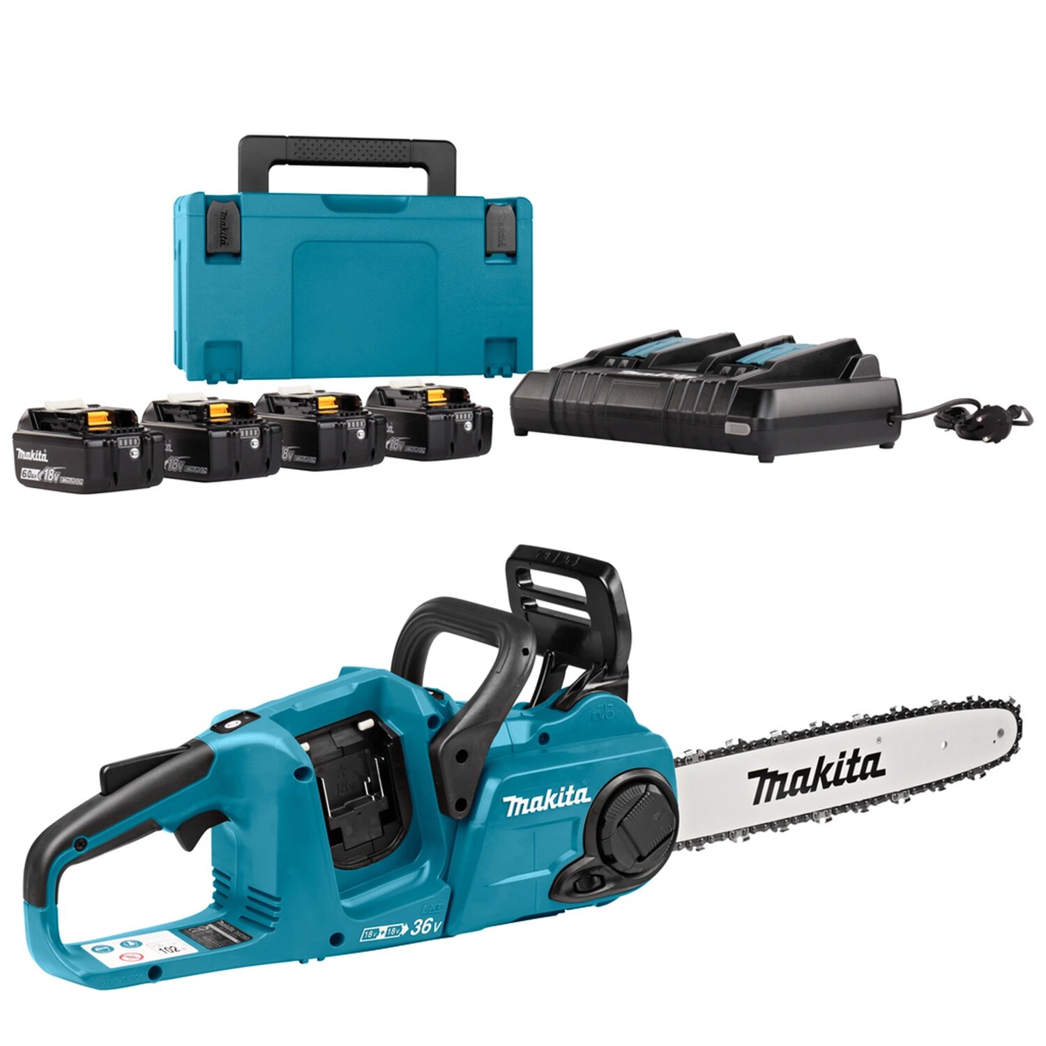 Пила сетевая Makita DUC353PG4 зарядное устройство 4 акб шина 35 см