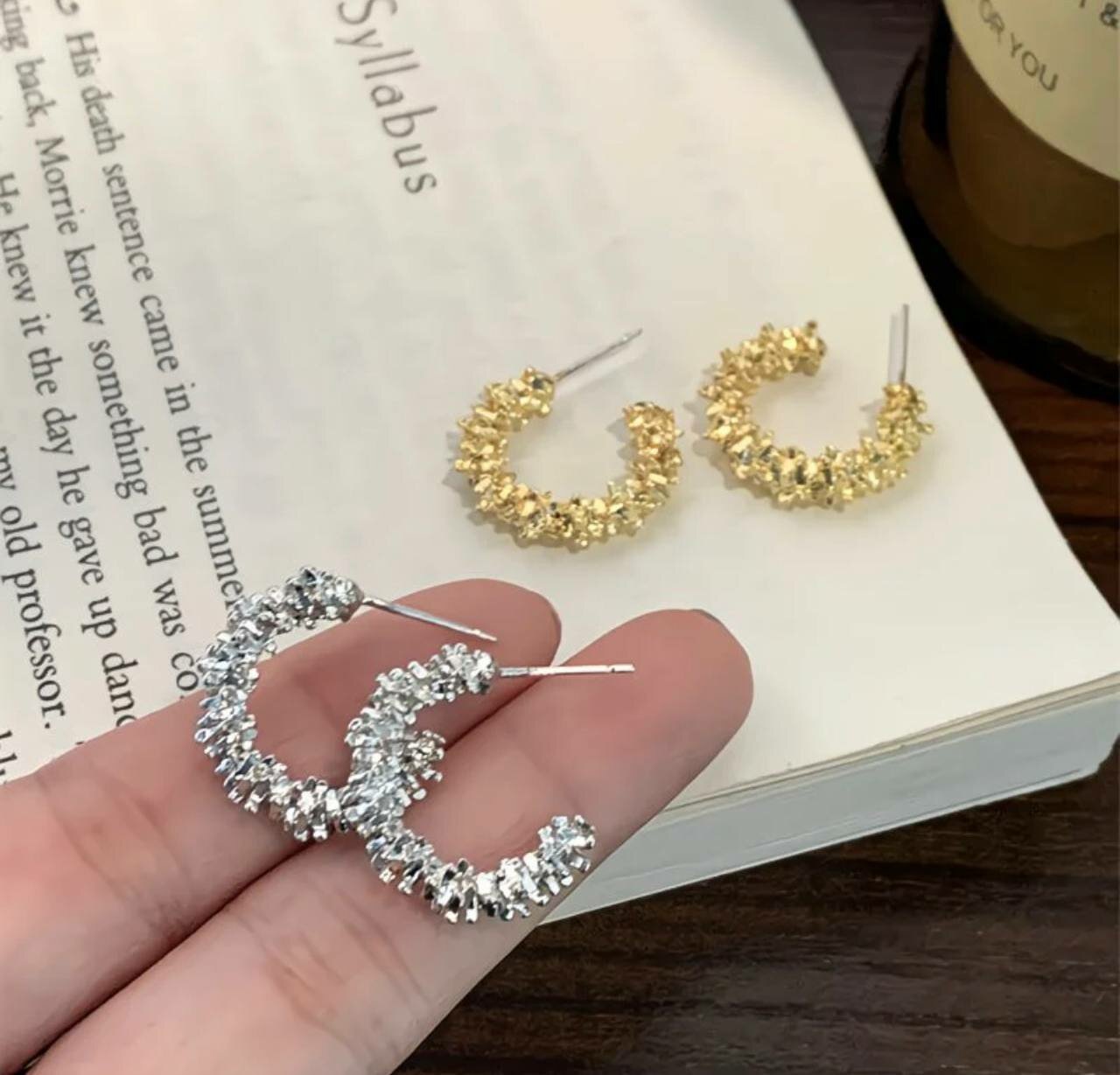 Серьги клипсы, размер 1 мм, золотистый — фото 1