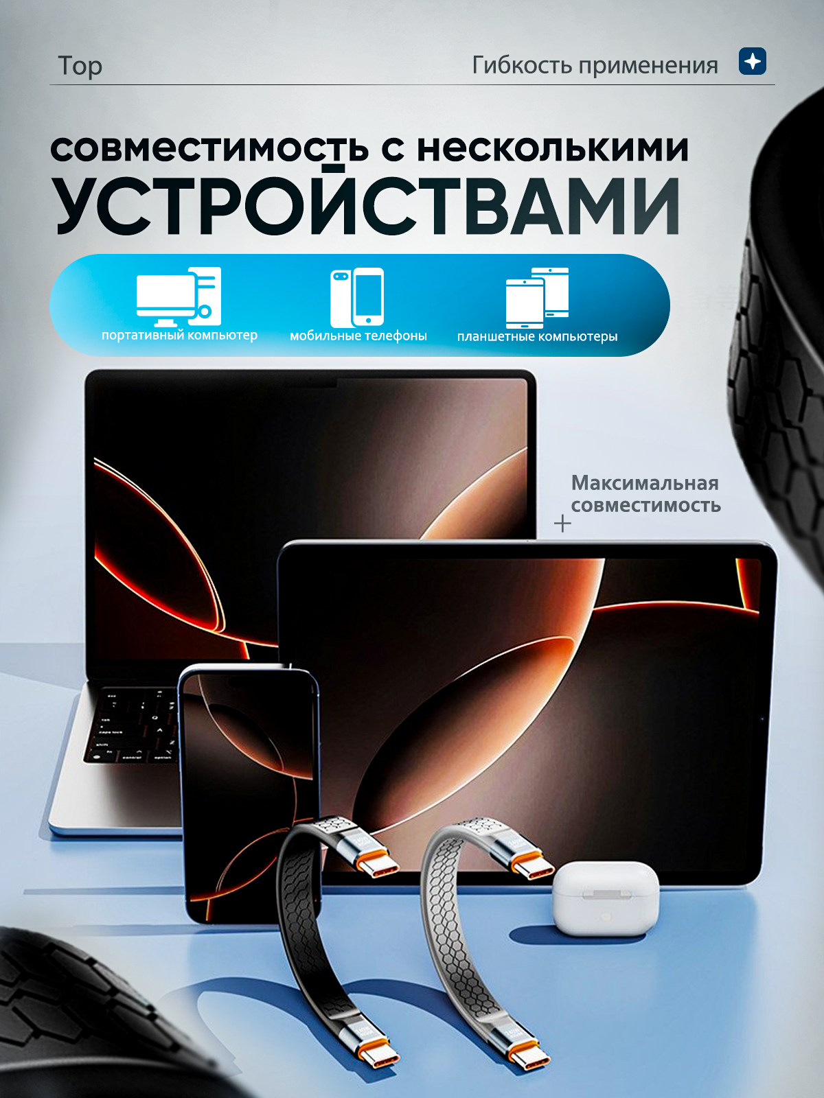 USB4 кабель Type-C 240W 40Gbps для быстрой зарядки и передачи данных 8K видео — фото 1