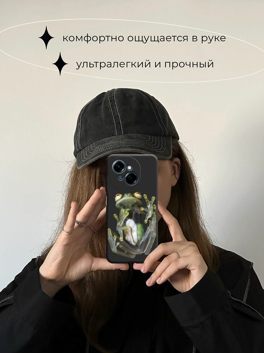 Чехол на Tecno Spark Go 1/Tecno POP 9 / Техно Спарк Го 1/Техно ПОП 9 с принтом Прозрачно-зеленая лягушка 2 — фото 1