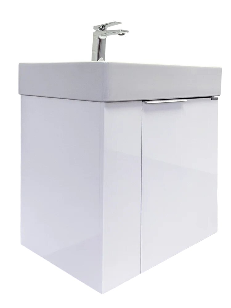 Тумба с раковиной Comforty Асти 60П подвесная 60 см белая прямоугольная в современном стиле из фарфора