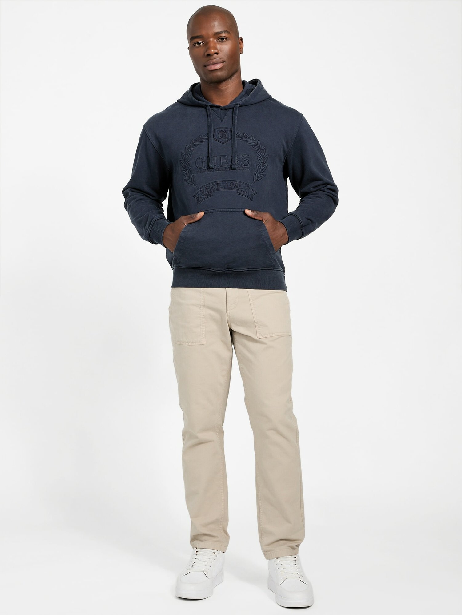 Худи GUESS ECO TYLER HVY GUESS, размер M, , синий — фото 1