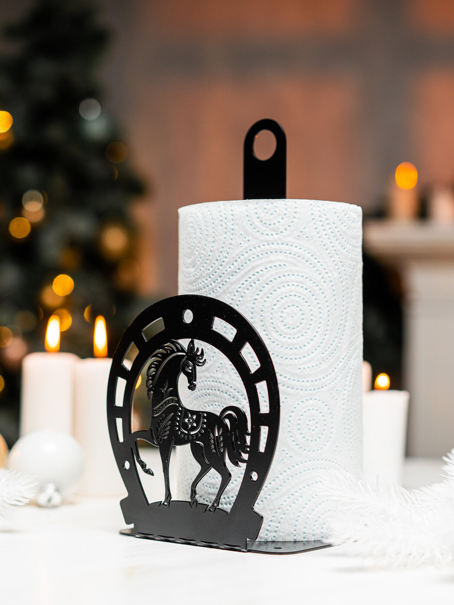 Держатель для бумажных полотенец HITSAD 300-074B, настольный, черный, металлический, 1 шт