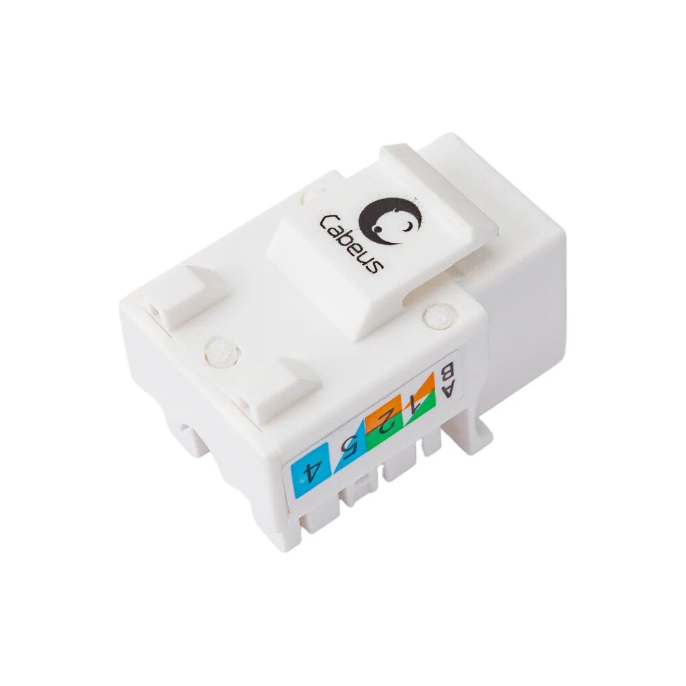 Вставка Keystone Cabeus Jack RJ-45, категория 6, заделка тип 110, белая KJ-RJ45-Cat.6-90 — фото 1