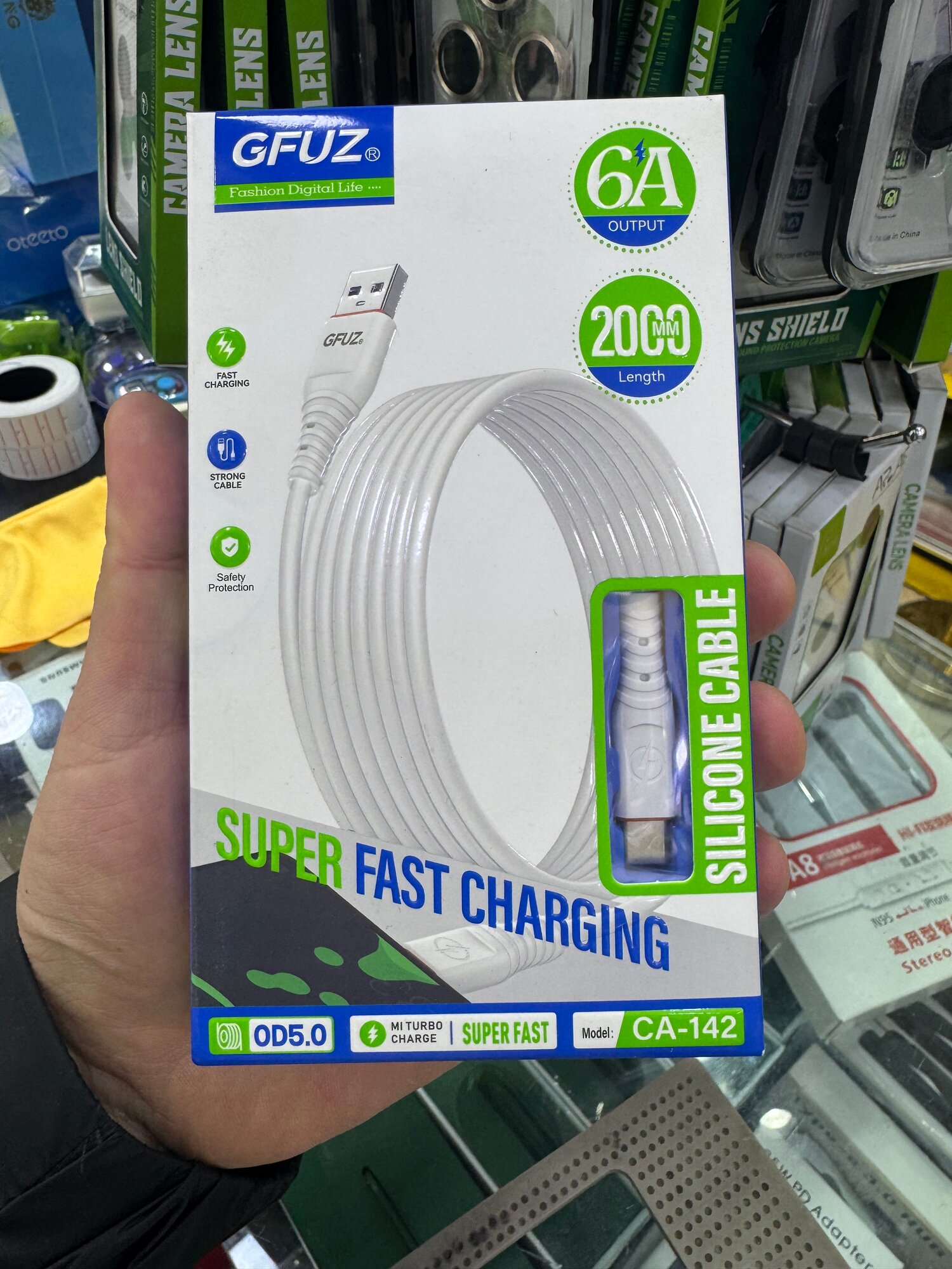 Кабель 6 ампер для быстрой зарядки телефонов и планшетов Xiaomi Honor Huawei USB Type-C 6A 2 м