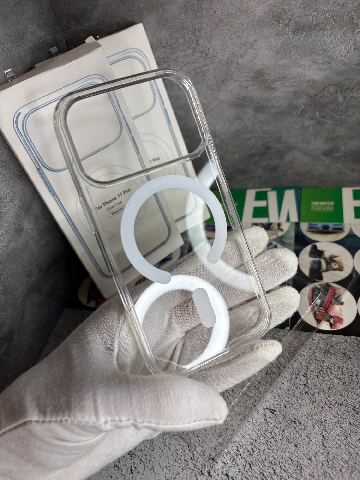 Чехол на iPhone 17 Pro поликарбонат и силикон Clear case MagSafe прозрачный c магнитом