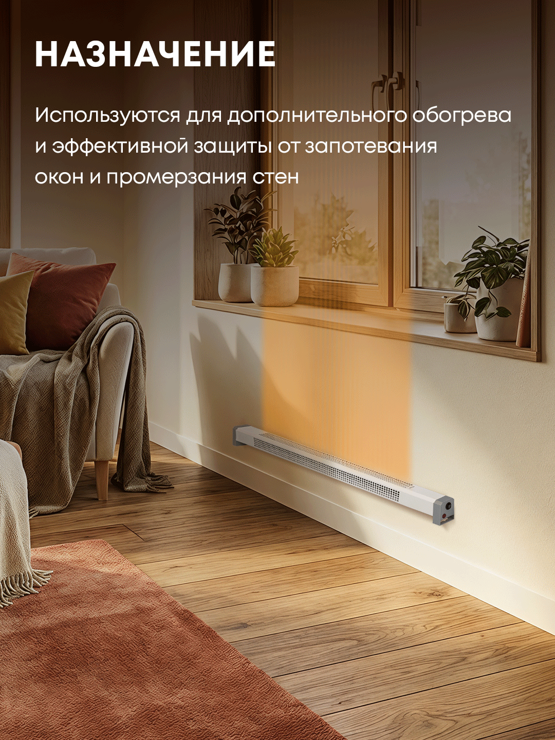 Конвектор Ballu "Plinth Compact" BEC/PLC-80-300, механический термостат, белый — фото 1