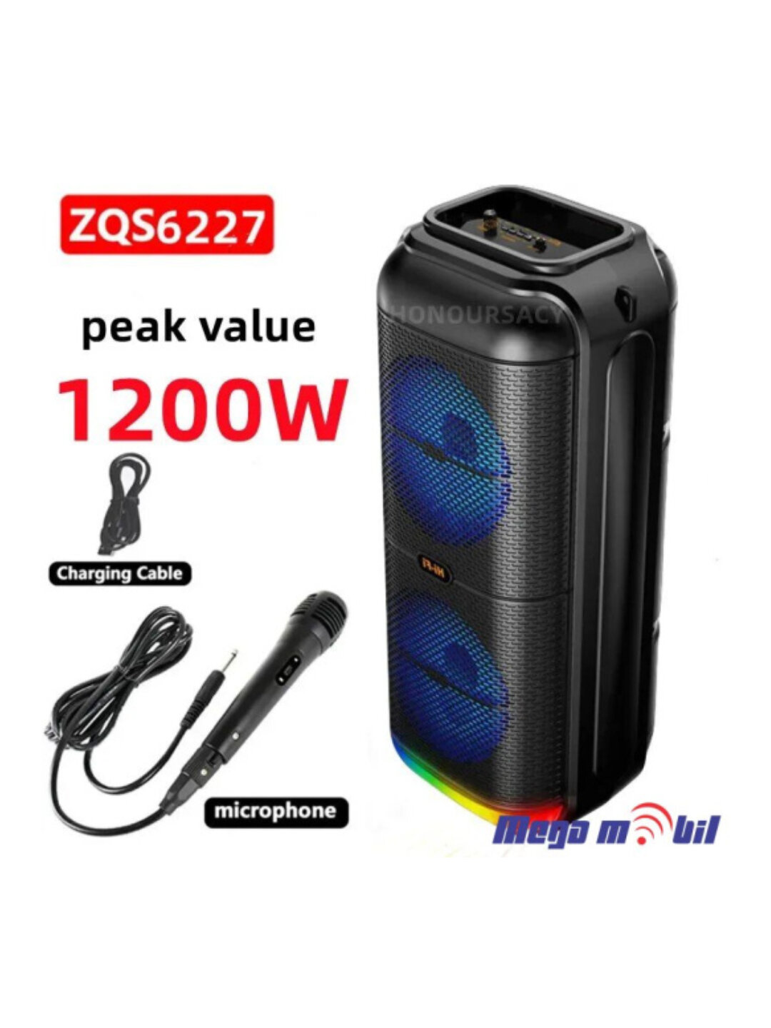 Беспроводная колонка с караоке , с микрофоном, пультом и RGB-подсветкой