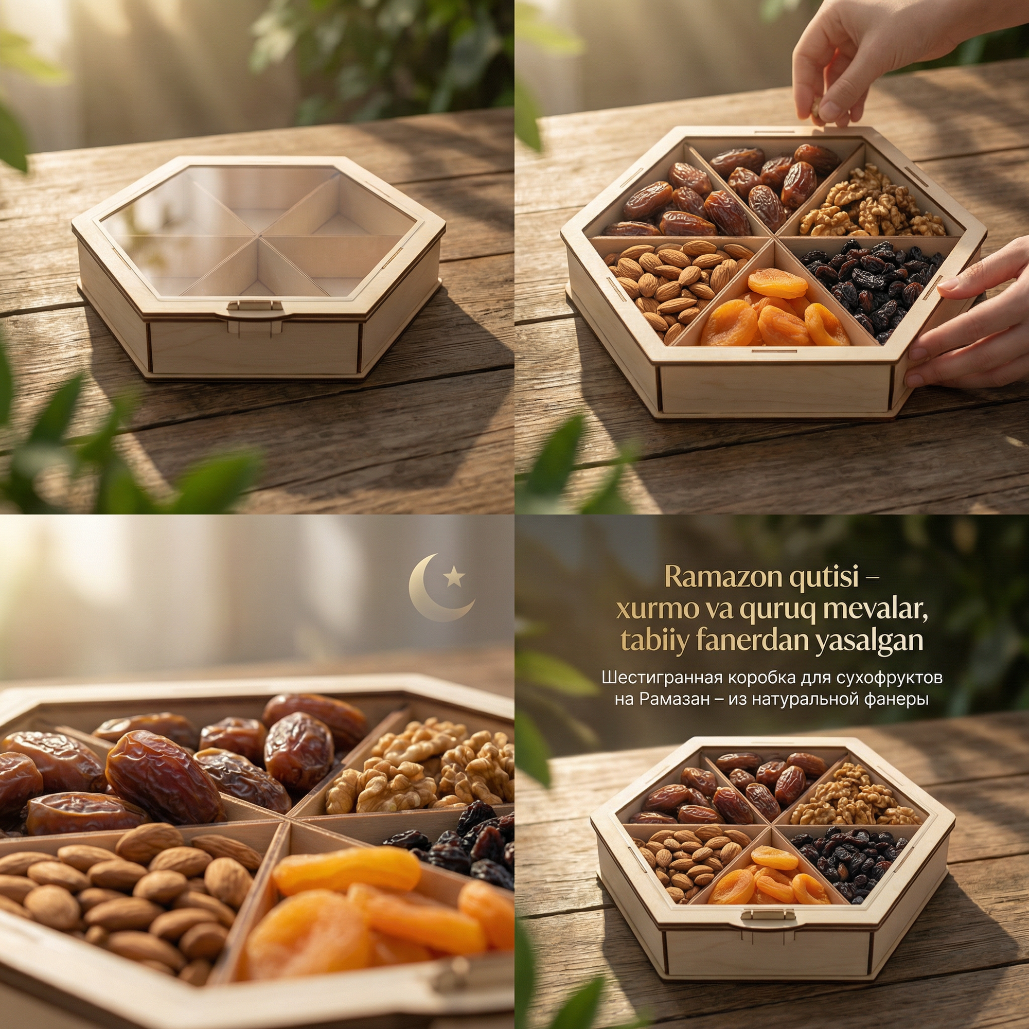 Набор для Рамазана – финики и сухофрукты, из натуральной фанеры