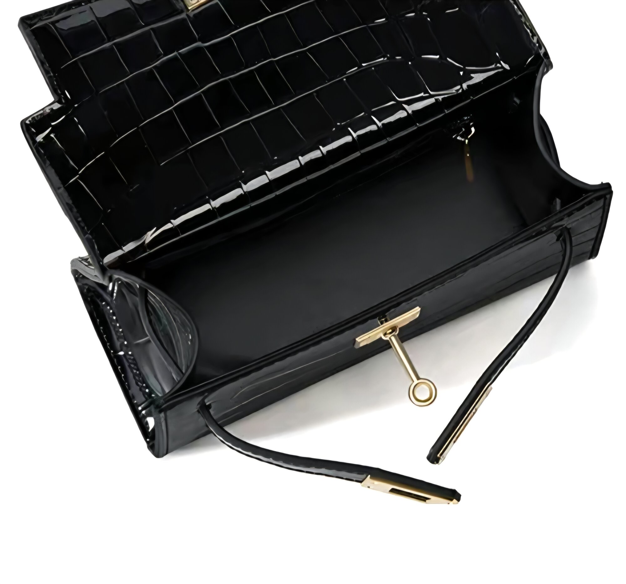 Сумка кросс-боди  из натуральной кожи, фактура под рептилию, черный (black) — фото 1