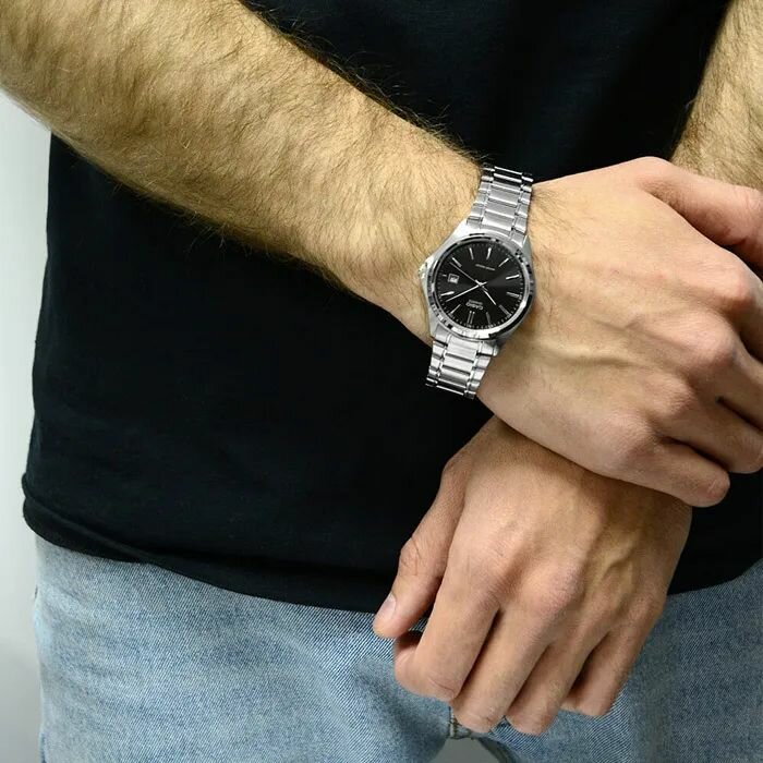 Наручные часы CASIO, серебряный, черный — фото 1