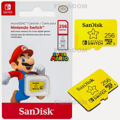 Изображение товара Карта памяти SanDisk microSDXC 256 ГБ для Nintendo Switch, 100/90 Mb/s