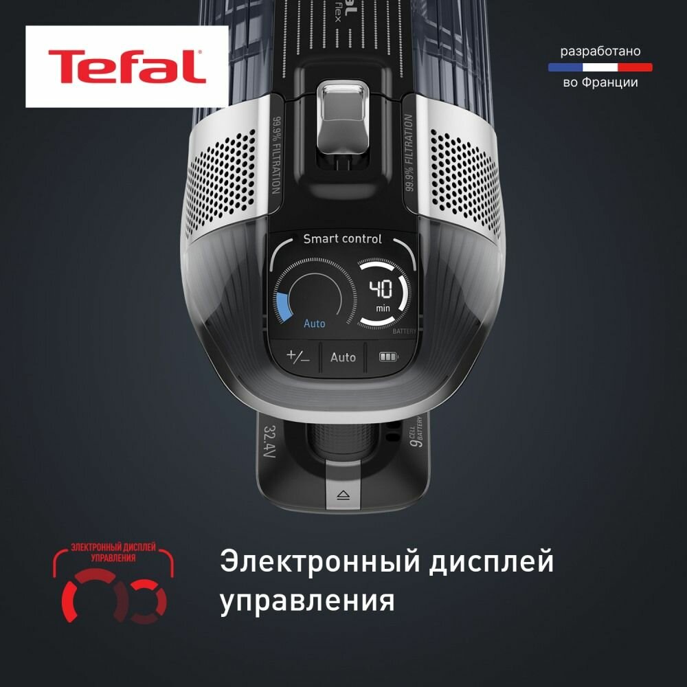 Вертикальный пылесос Tefal X-Force Flex TY99A8WO, 480 Вт, сухая уборка, 84 дБ, черный — фото 1
