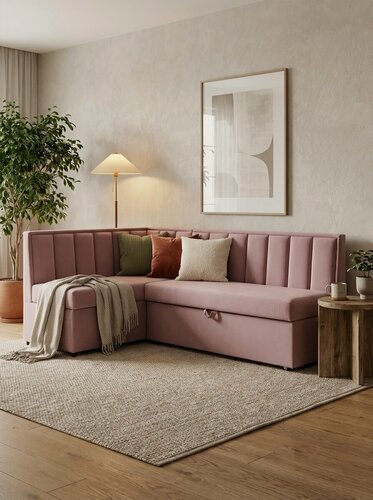 Изображение товара Кухонный уголок Santorini угол левый, розовый