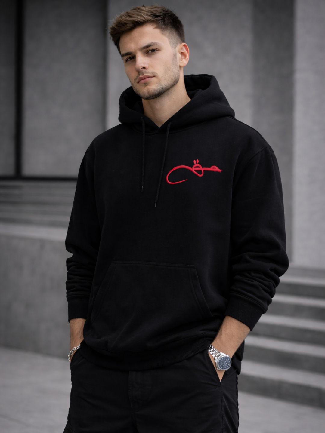 Худи  Основная коллекция, размер 48-58, , розовый, черный, белый, красный, серый — фото 1