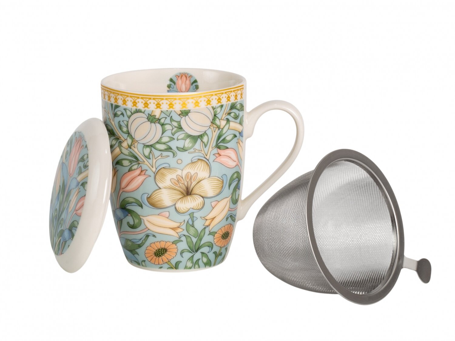 Кружка для чая и кофе FIORETTA "FLOWERS" 360 мл с крышкой и фильтром