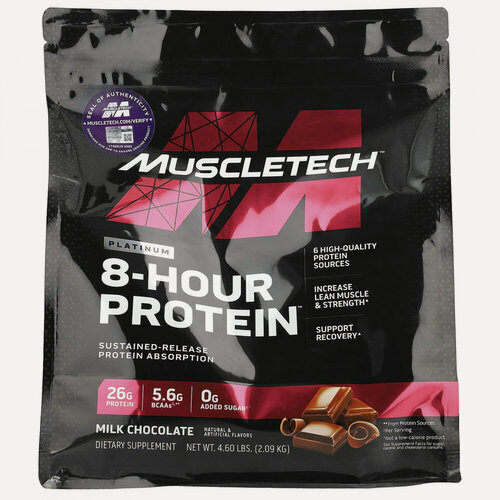 Изображение товара MuscleTech, Platinum 8-Hour Protein, смесь для приготовления протеинового коктейля, молочный шоколад, 2,09 кг (4,6 фунта)