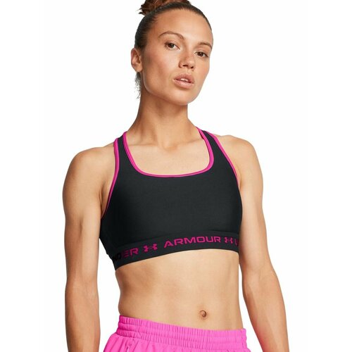 фото Топ спортивный under armour crossback mid bra, размер xs, черный/розовый