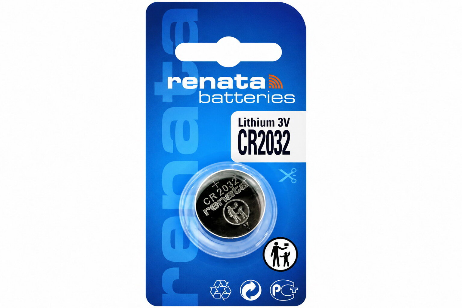 Батарейка RENATA CR2032 Lithium, 1 шт. (1 штука в одном блистере)