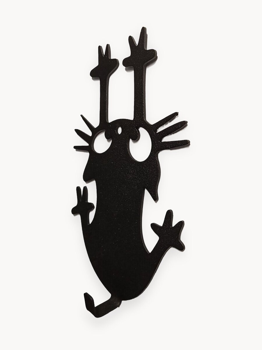 Крючок настенный металлический самоклеящийся, Котёнок, чёрный, INFILD