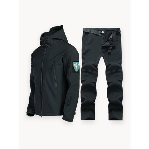 Куртка Soft Shell, мужская, осенне-зимняя, водонепроницаемая, черная, XXL