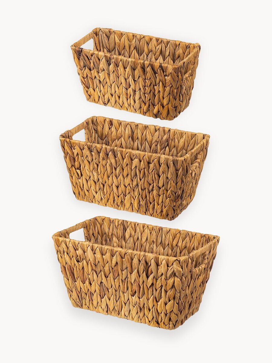 Корзинка плетеная с ручками 3 шт El Casa, 38*23*20 см, 34*19*19 см, 30*15*17 см, набор