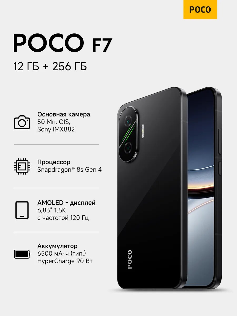 Смартфон F7 RU 12+256 Black