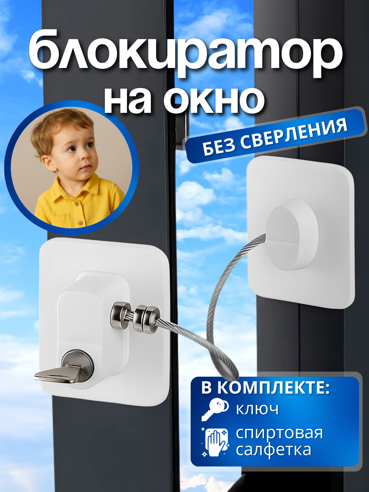 Блокиратор окна для безопасности детей замок на окно с тросиком оконный блокиратор 1 шт белый