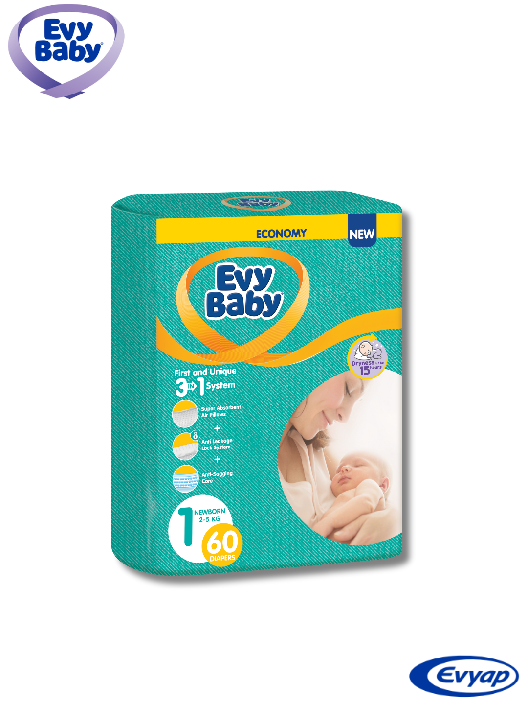 Детские подгузники EVY BABY BDPR NBORN TWIN 60 №1 — фото 1