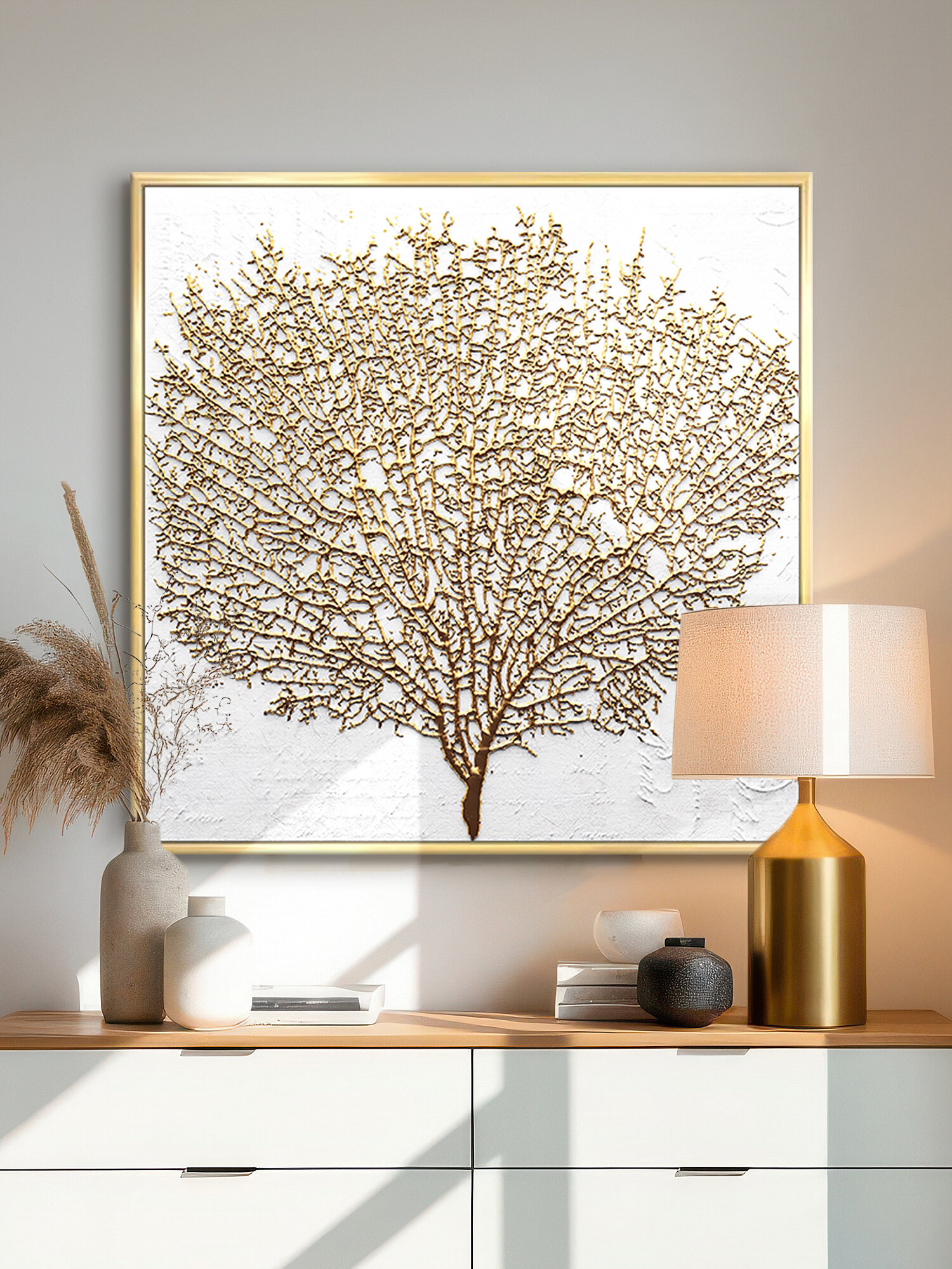 Картина интерьерная на стену в раме  Вечное дерево   53х53 см Графис