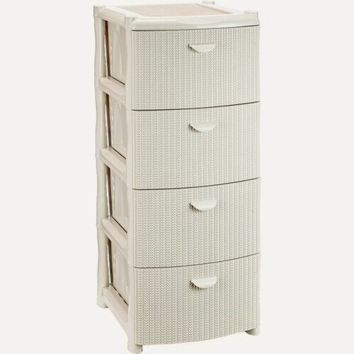 Изображение товара Комод Idea вязание (4 секции) М 2817 белый ротанг