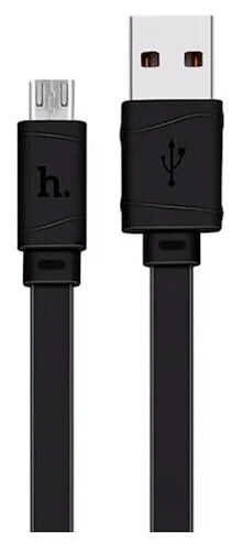 Кабель USB-MicroUSB HOCO, X5, 2,4А, черный, огнестойкий, 1 м — фото 1