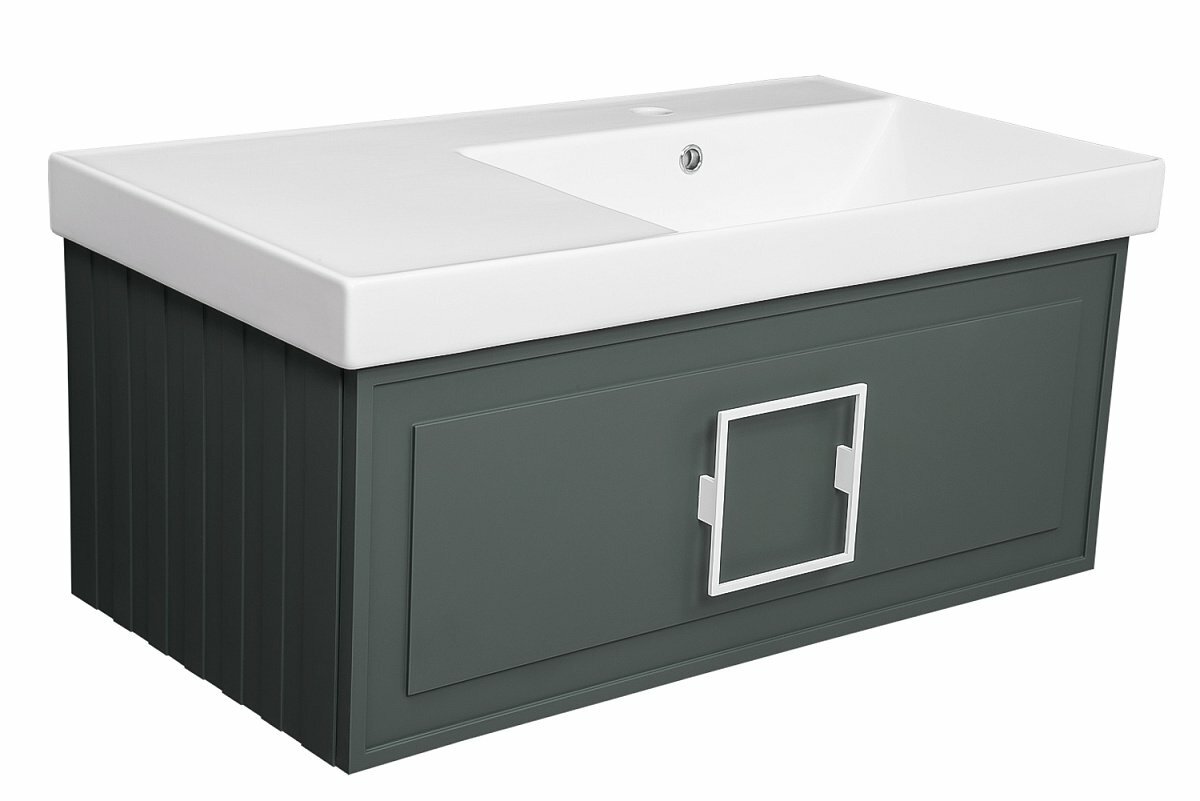 Тумба с раковиной LA FENICE Cubo Grigio 90 серая ручка белая