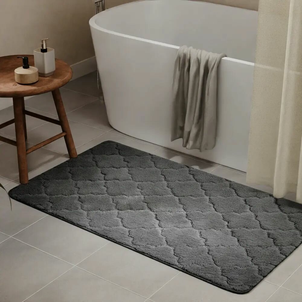 Коврик для ванной Лана 70x120 см цвет графитовый